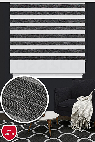 Kozastor Çift Mekanizmalı Koyu Gri Zebra Stor Perde İZ 125e V08