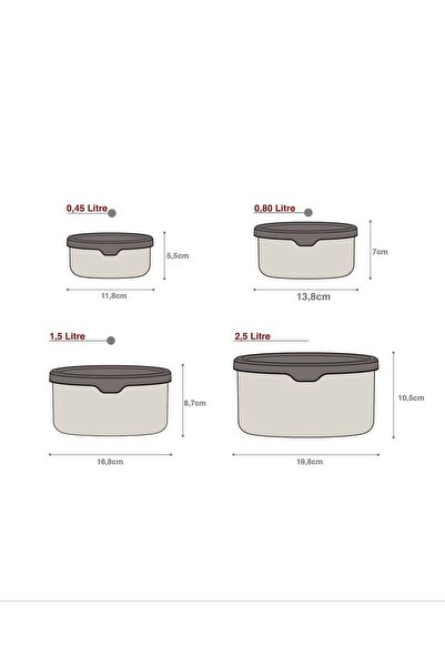 SUPERPUP Storage Container Round Set of 4 with Soft Lid Beige Food Freezer Food Container