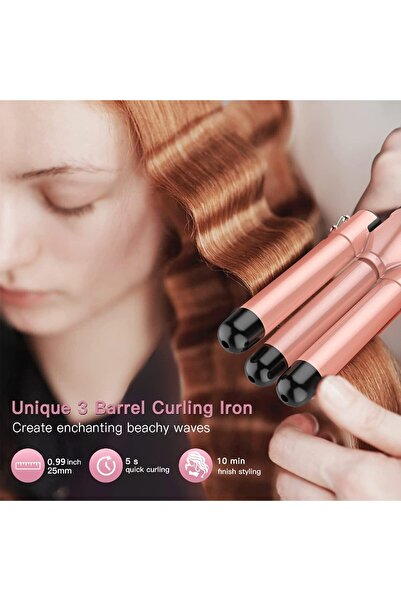 Eworld Beauenty 5-in-1 Professional Interchangeable Curling Wand Set (9–32mm) - Tourmaline Ceramic, Glove