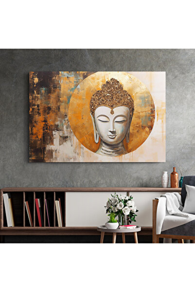 Arthub Glass Painting, Bedroom and Living Room, Buddha, Cream Circle Buddha