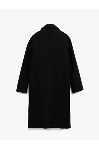 Koton Double-Breasted Long Sleeve Jacket with Pockets, Collar, Long Cashmere Coat