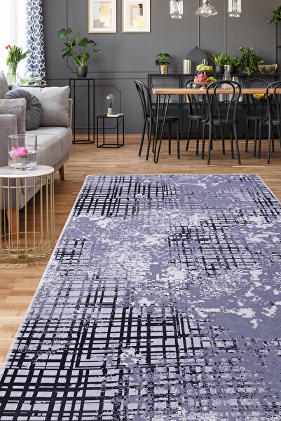 Dijidekor Digital Carpet Modern Designed Gray Color Washable Non-Slip Cut Carpet Runner 160X200