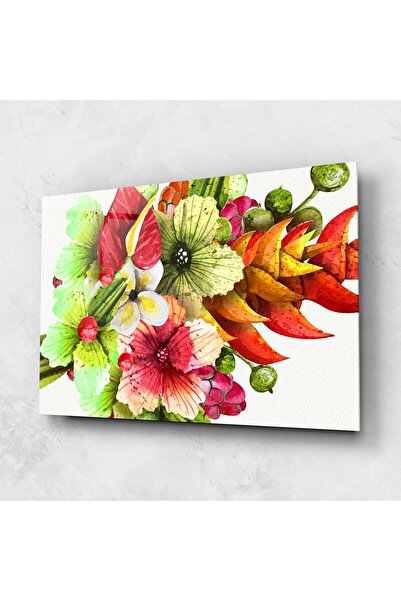 Arthub Glass Painting, Bedroom and Living Room, Exotic Flowers, Exotic Green ...