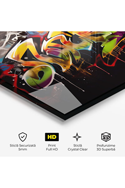 Arthub Glass Painting, Bedroom and Living Room, Graffiti, Graffiti Style Wall