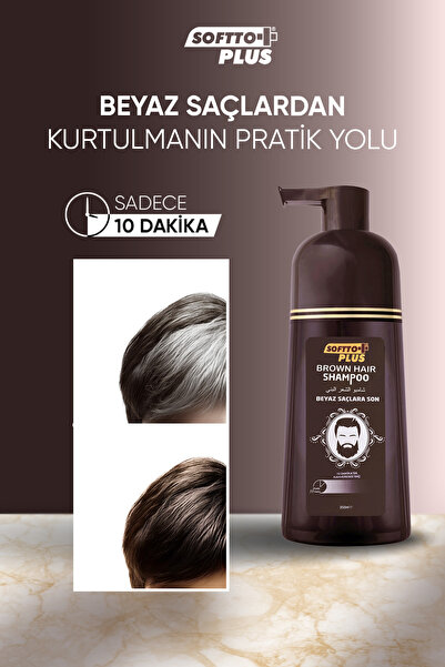 Softto Plus Beyaz Kapatıcı Anında Etkili Brown Hair Kahverengi Boya Şampuan 350 ml