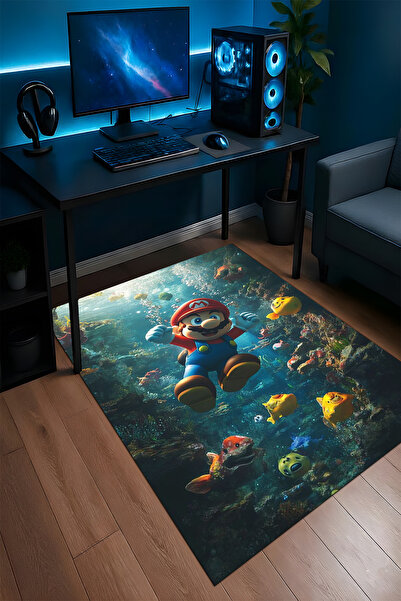 Halura Süper Mario Kaymaz Taban Makinede Yıkanabilir Oyuncu Gamer Genç Odası ...