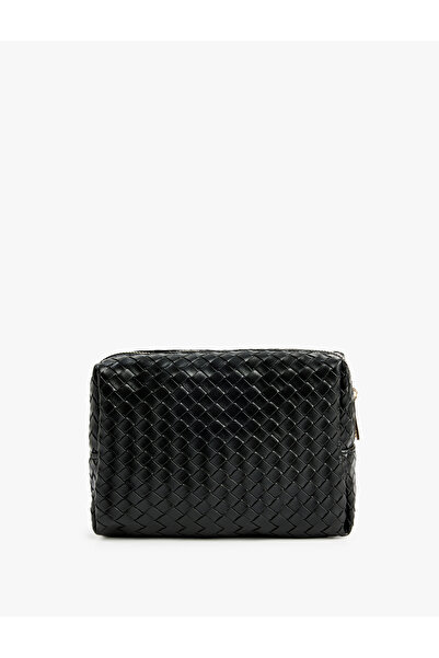 Koton Zippered Knitted Patterned Makeup Bag