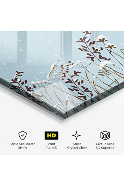 Arthub Glass Painting, Bedroom and Living Room, Winter, Snow Plants