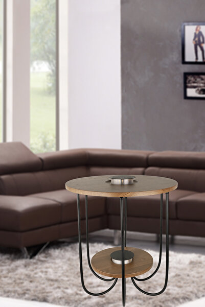 Begüsa Revano Ledli Pilli Sehpa Siyah Ceviz Ahşap