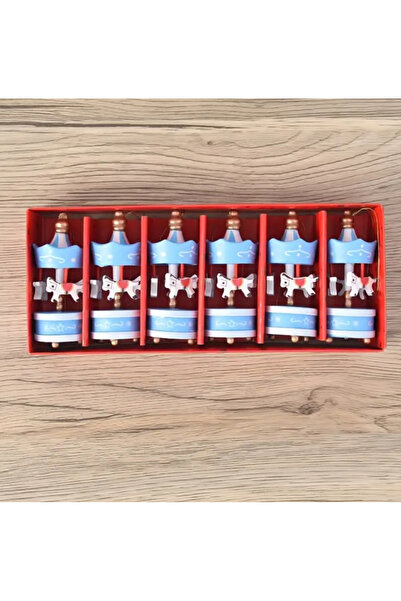 Çemrek Süs Parti Ξύλινο Καρουζέλ Χριστουγεννιάτικο Δέντρο Στολίδι Δώρο Συσκευασία 6 τεμαχίων