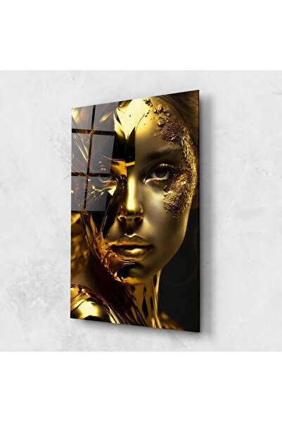 Arthub Tablou Sticla,Dormitor si Living, Black And Gold, Covered By Gold