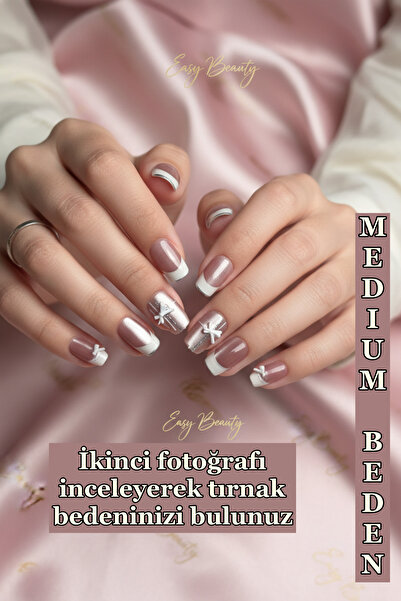 Easy Beauty Kedi Gözü MEDIUM Beden Kısa Küt 10 Adet Takma Tırnak Seti T232