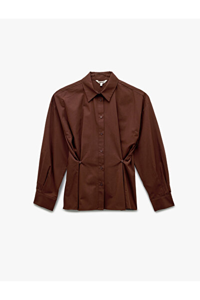 Koton Long Sleeve Classic Collar Pleated Detail Poplin Shirt