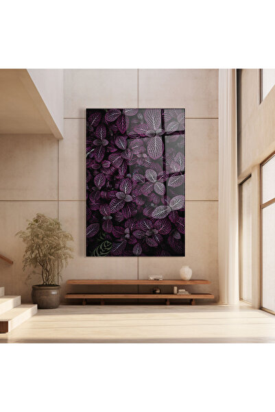 Arthub Glass Painting, Bedroom and Living Room, Flowers In Nature, Purple Leaves