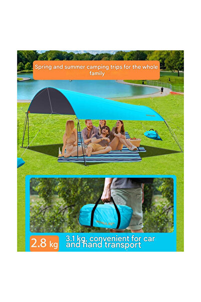 MYMULIKE Beach tent, MYMULIKE, XXL 3.2x3.2m, UV protection UPF 50+, blue, for 4-7 people