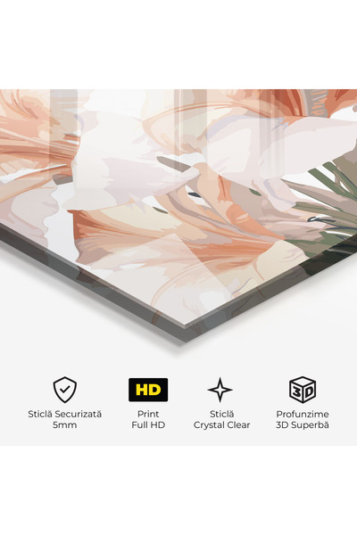 Arthub Glass Painting, Bedroom and Living Room, Lilies, Light Pink Lily