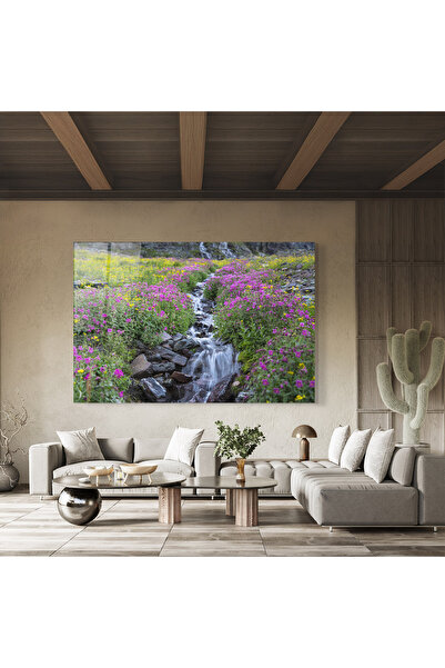 Arthub Glass Painting, Bedroom and Living Room, Waterfalls, Purple Field Waterfall