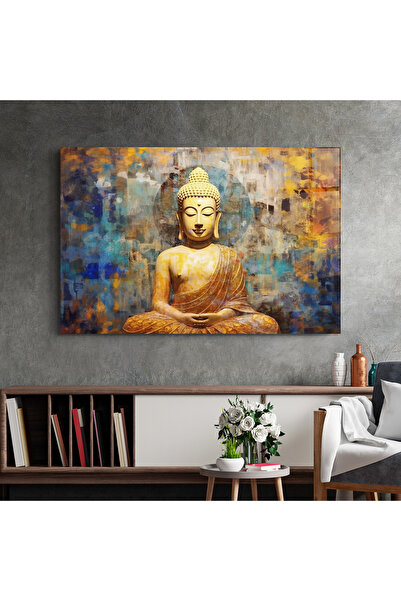 Arthub Glass Painting, Bedroom and Living Room, Buddha, Buddha Blue Gold