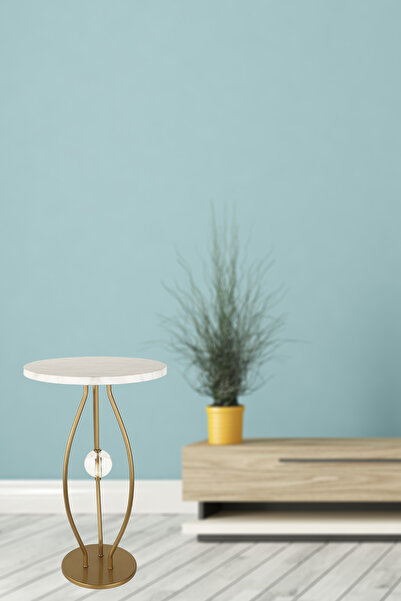 Begüsa Silona Sehpa Eskitme Mermer Ahşap