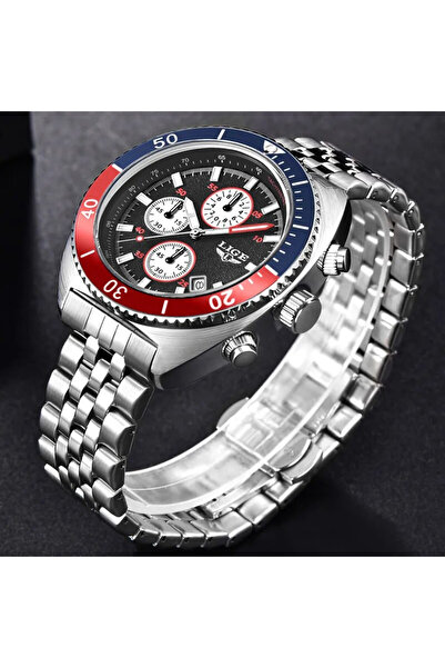 Lige Men's Watch Elegant Business Silver Quartz Luminous Hands Analog Date