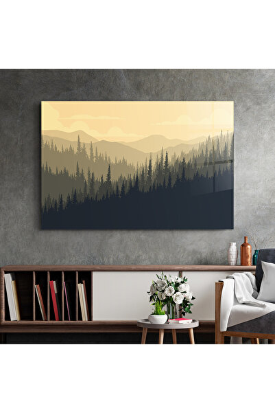 Arthub Glass Painting, Bedroom and Living Room, Forests, Cream Foggy Forest