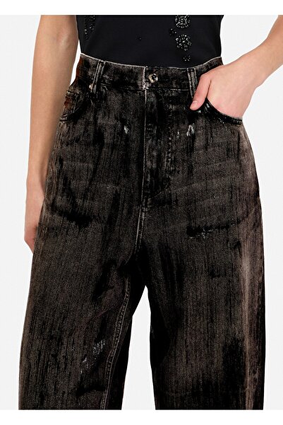 Liu Jo Women's High Waist Comfortable Fit Wide Leg Cotton Denim Brown Jeans Mf5358D0299-87477