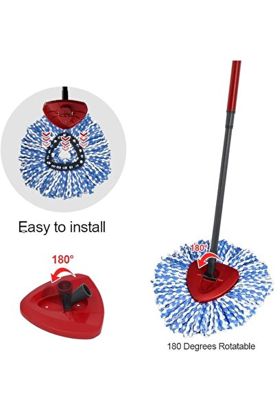 SKY TOUCH SKY-TOUCH Spin Mop and Bucket Set with Foot Pedal & Telescopic Handle, 100% Microfiber Head