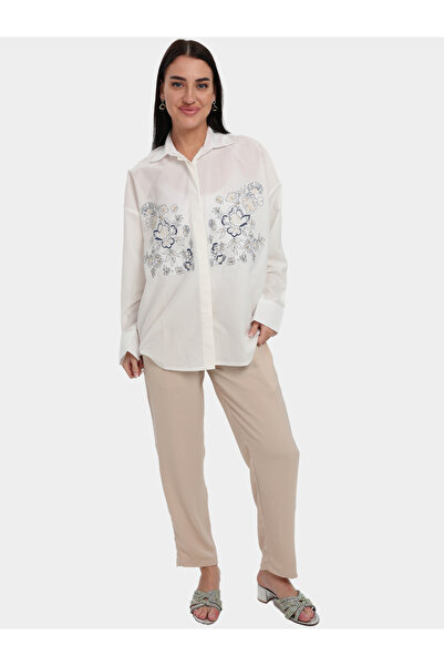 Elena by DStyle Floral Embroidered Shirt and Trousers Modest Set