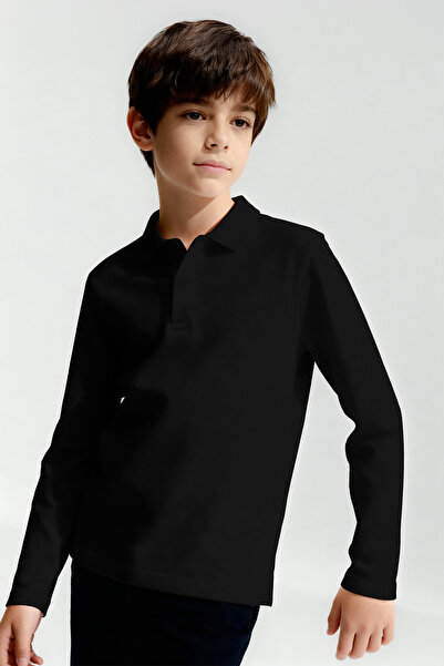 TOMMY LIFE Basic Polo Neck 2-Pack Black-White Unisex Kids T-Shirt - 11170