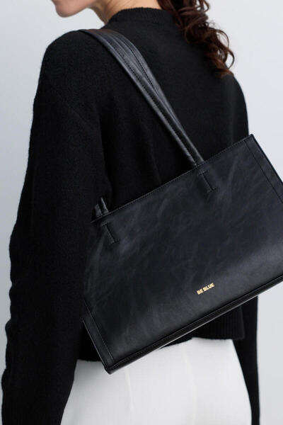 BE BLUE Black Minimal Shoulder Bag