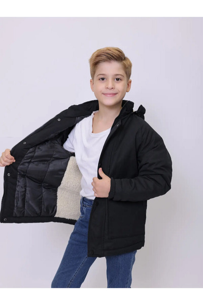 PIQUE Removable Hooded Plush Lined Children's Gabardine Coat - Can