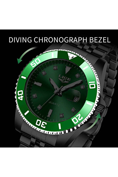 Lige Men's Watch LG89151 Quartz, Luxury Stainless Steel, Waterproof 3ATM, Luminous, Calendar