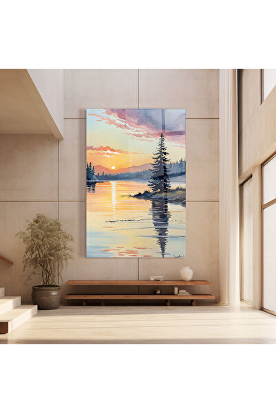 Arthub Glass Painting, Bedroom and Living Room, Lakes, Tree Shadow Lake