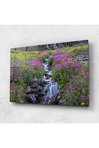 Arthub Glass Painting, Bedroom and Living Room, Waterfalls, Purple Field Waterfall