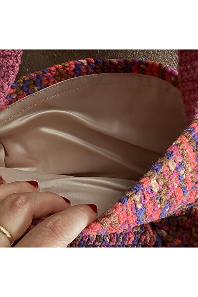 Fun Life Hand Knitted Square Colorful Shoulder Bag