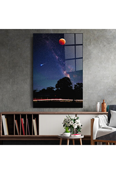 Arthub Glass Painting, Bedroom and Living Room, Sunset, Red Moon