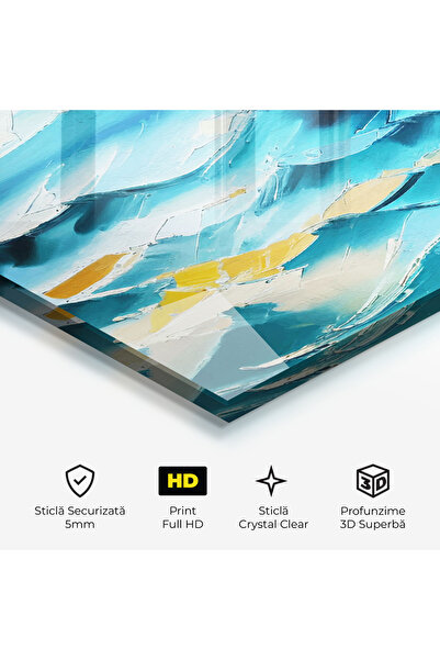 Arthub Glass Painting, Bedroom and Living Room, Beaches, Blue Ocean Painting