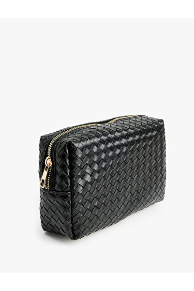 Koton Zippered Knitted Patterned Makeup Bag