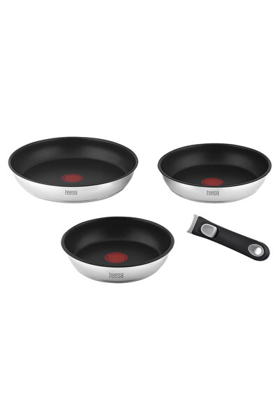 Teesa [title] Set 4 Pieces 3 Pans 22/24/28 Removable Handle
