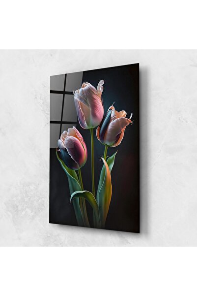 Arthub Tablou Sticla,Dormitor si Living, Lalele, Light Purple Tulips