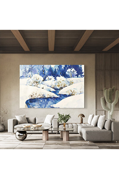 Arthub Glass Painting, Bedroom and Living Room, Winter, Blue Trees Winter