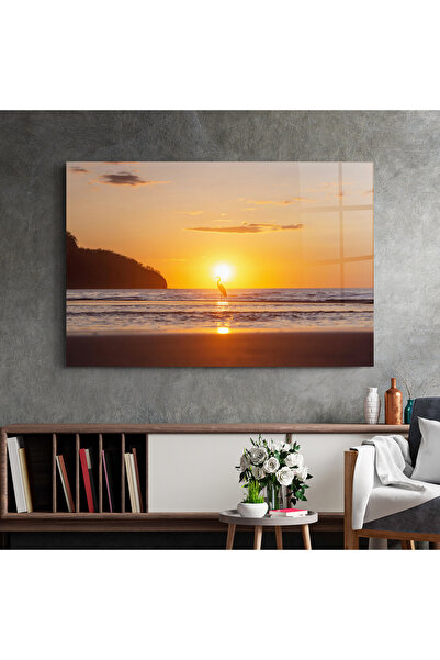 Arthub Glass Painting, Bedroom and Living Room, Summer, Sunset Bird Silhouette