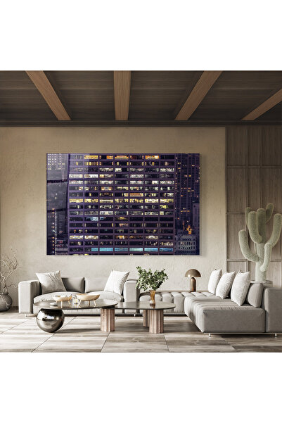 Arthub Glass Painting, Bedroom and Living Room, Urban, Building Lights
