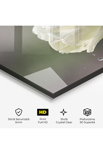 Arthub Glass Painting, Bedroom and Living Room, Tulips, White Single Tulip