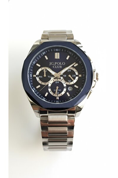 JG. Polo Club Men's Wristwatch Silver and Blue Color, Blue Dial - Stylish Met...