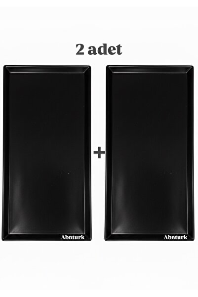 abnturk 2 adet siyah renk sunum tepsisi 35x18 cm Kırılmaz Ultra Dayanıklı Ser...