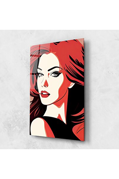 Arthub Tablou Sticla,Dormitor si Living, Pop, Red Hair Pop Art