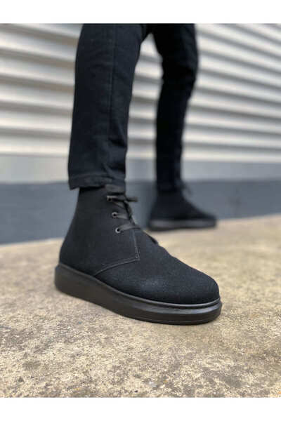 Mhoda Shoes حذاء رياضي رجالي JY207 أوسلو برباط ونعل طبي من الجلد السويدي - أسود