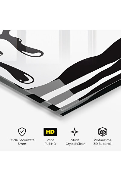 Arthub Glass Painting, Bedroom and Living Room, Black and White, Zebra Eye