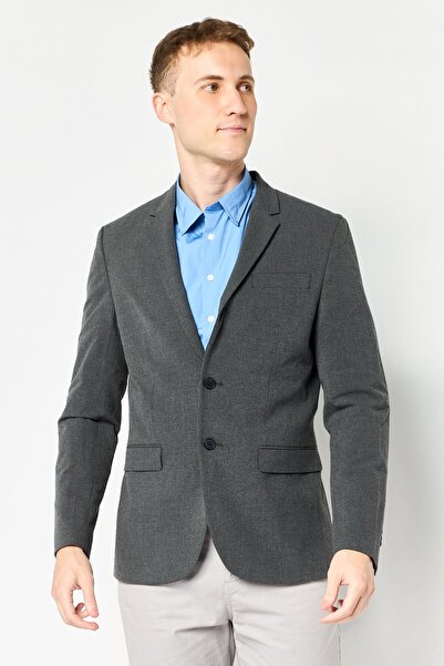 CELIO Men Regular Fit Heather Suit Jacket, Dark Grey
